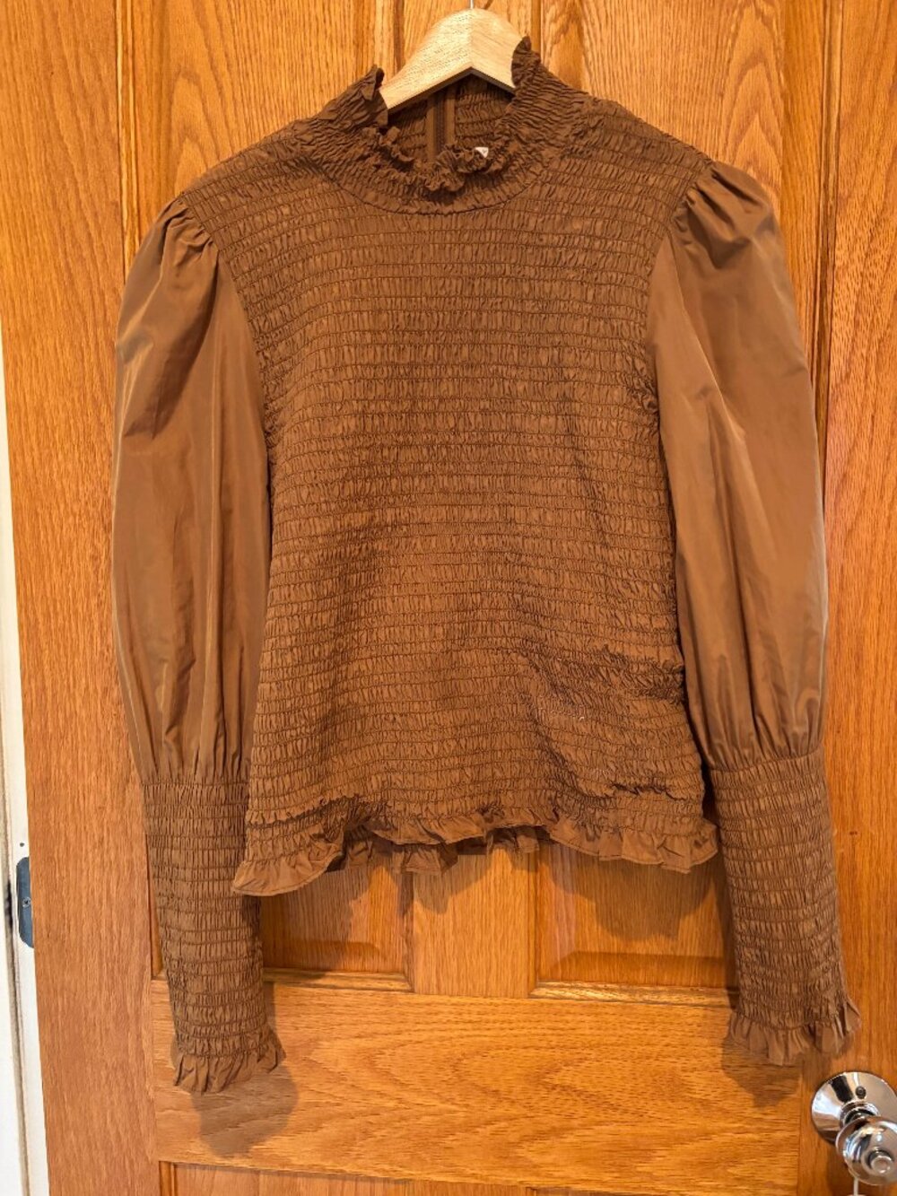 Veronica Beard High Neck Rushed Peplum Top Size 8